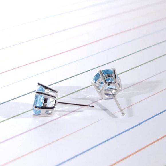 Sky Blue Topaz 4. 6 cttw Earrings in Sterling Silver - Picture 4 of 4